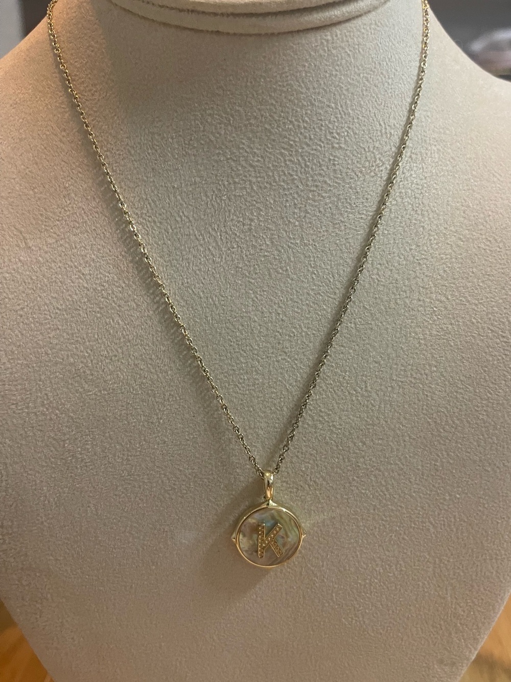 Kendra Scott Gold Initial 'K' Mother-of-Pearl Pendant Necklace